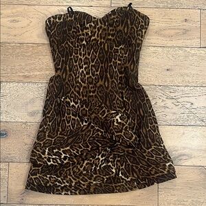 Leopard Print Strapless Dress